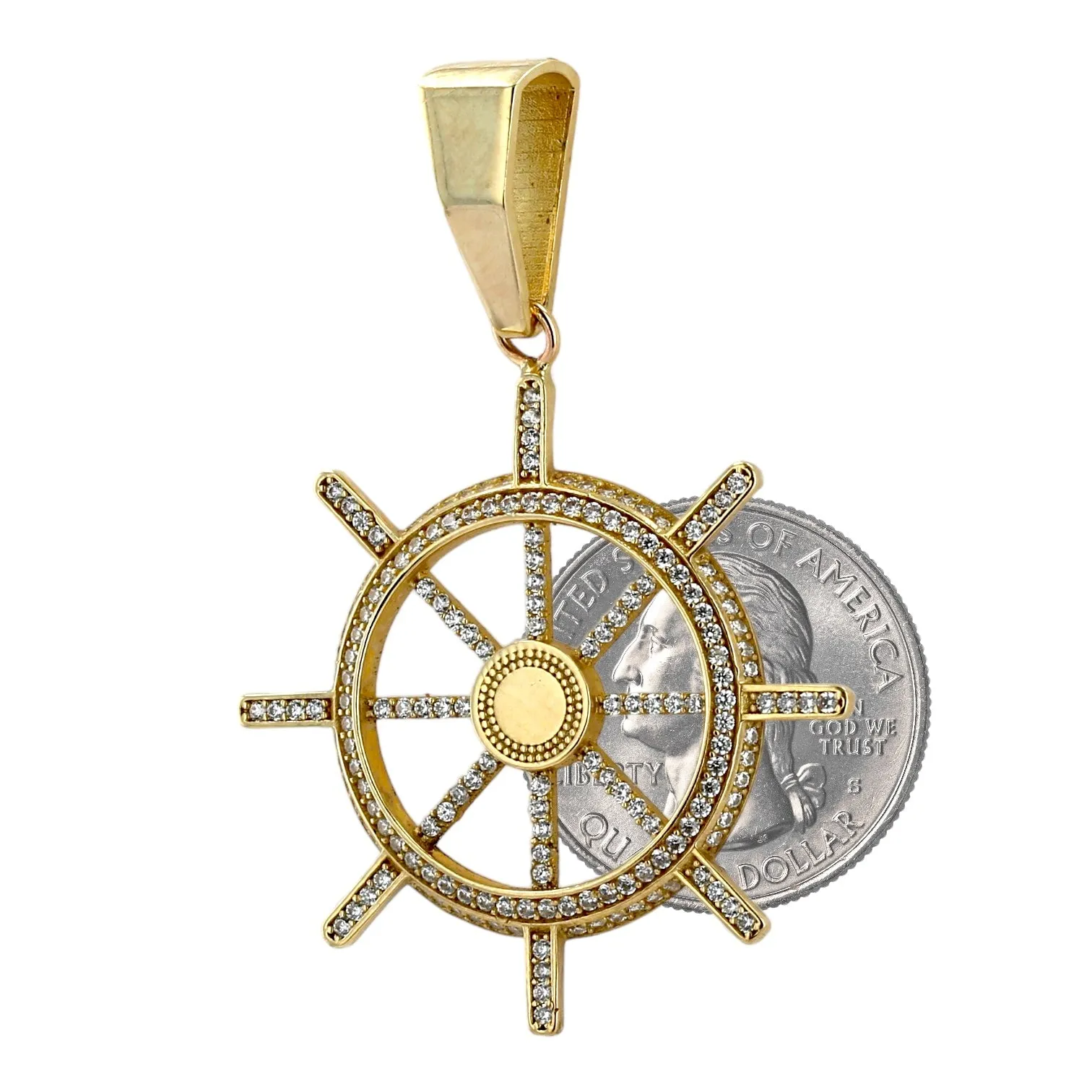 10k yellow gold ship rudder pendant -216898