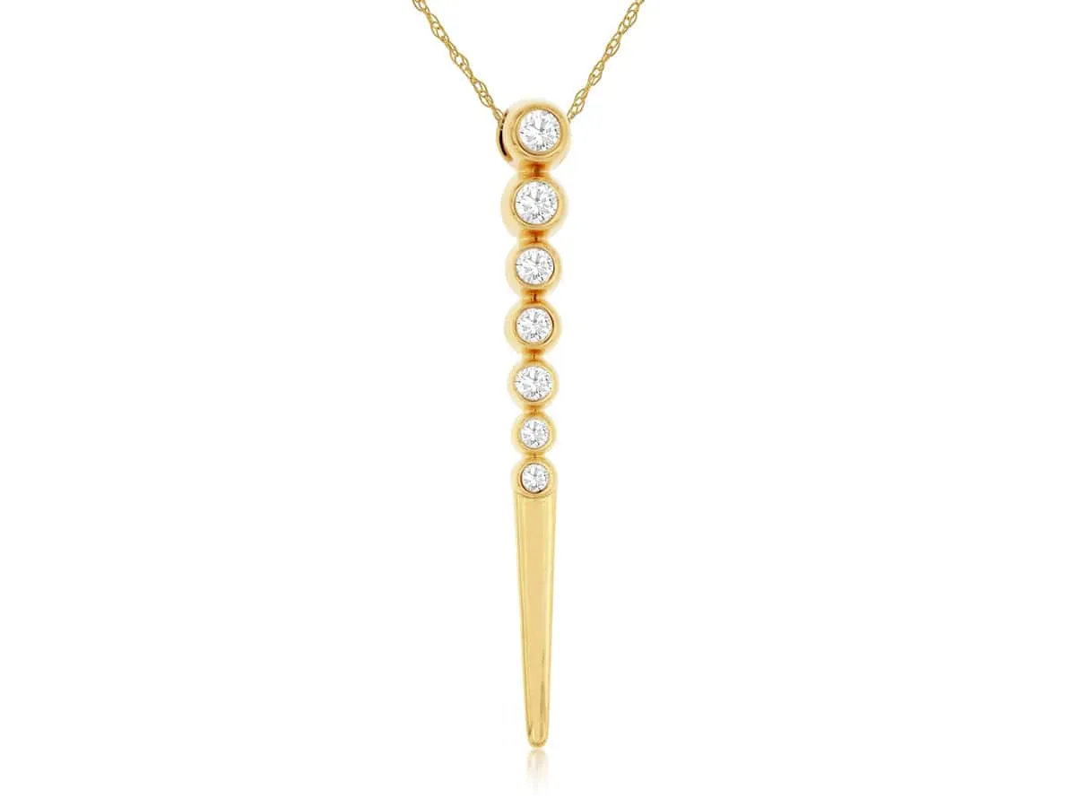 14K Yellow Gold Diamond Spike Necklace