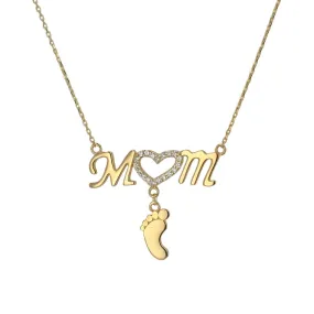 14K Yellow gold mom necklace