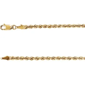 14K Yellow Gold Rope Chain, 20 Inches Long 3 mm  - CH957