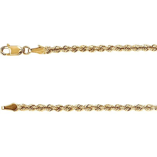 14K Yellow Gold Rope Chain, 20 Inches Long 3 mm  - CH957