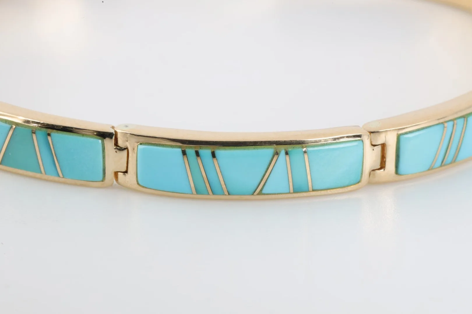 7" 14k Yellow Gold Turquoise Bracelet (18.47g.)