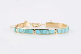 7" 14k Yellow Gold Turquoise Bracelet (18.47g.)