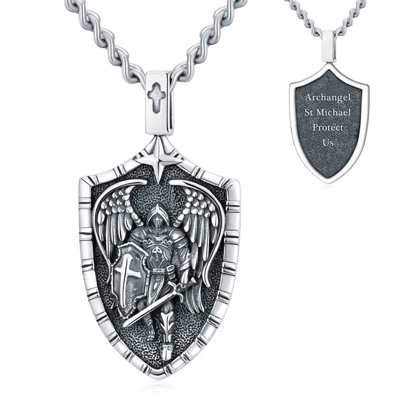 925 Sterling Silver Patron Saint Medals Saint Christopher Amulet Saint Michael Necklace Protection Jewelry for Men