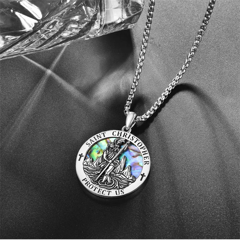 925 Sterling Silver Patron Saint Medals Saint Christopher Amulet Saint Michael Necklace Protection Jewelry for Men