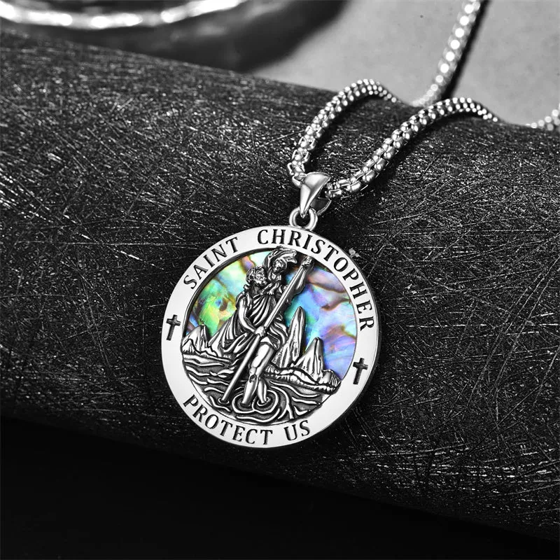 925 Sterling Silver Patron Saint Medals Saint Christopher Amulet Saint Michael Necklace Protection Jewelry for Men