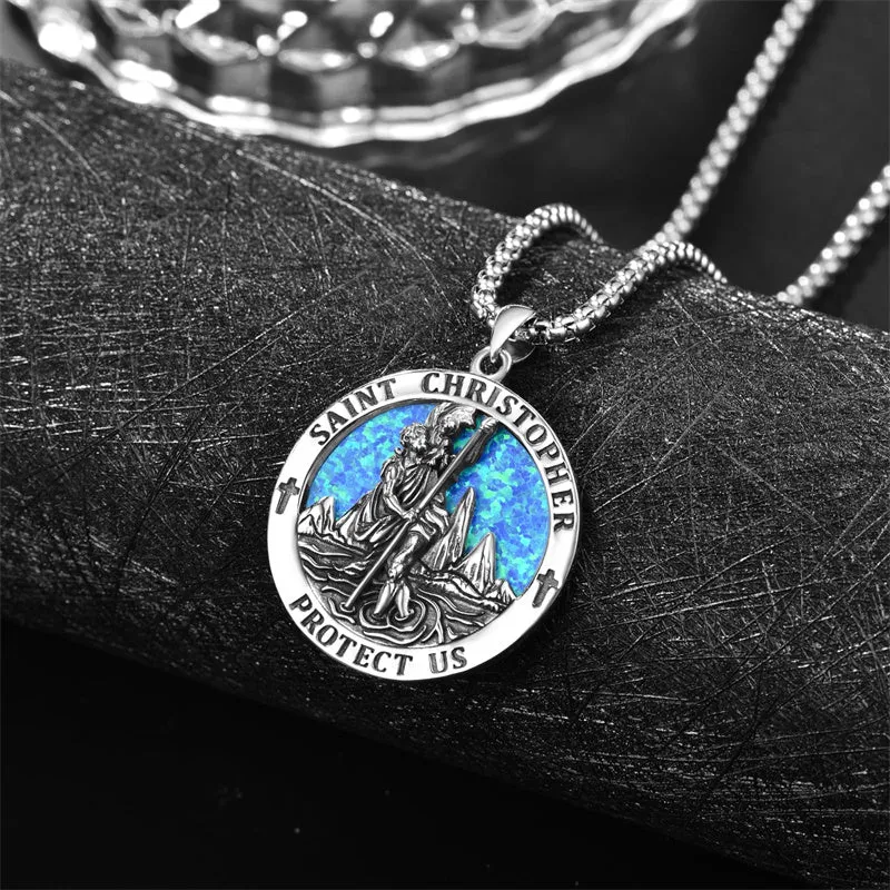 925 Sterling Silver Patron Saint Medals Saint Christopher Amulet Saint Michael Necklace Protection Jewelry for Men