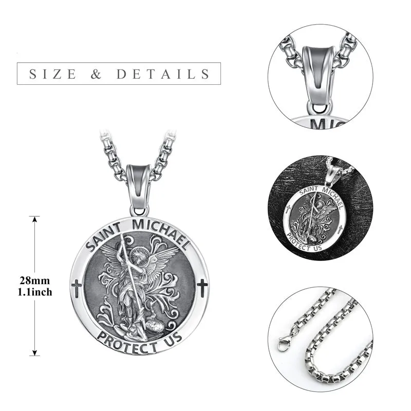 925 Sterling Silver Patron Saint Medals Saint Christopher Amulet Saint Michael Necklace Protection Jewelry for Men