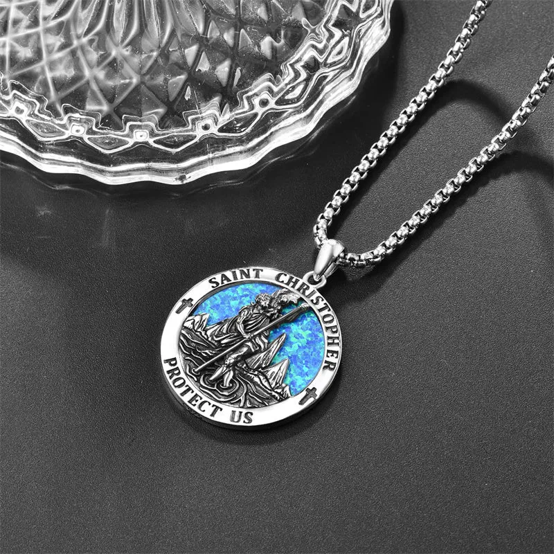 925 Sterling Silver Patron Saint Medals Saint Christopher Amulet Saint Michael Necklace Protection Jewelry for Men