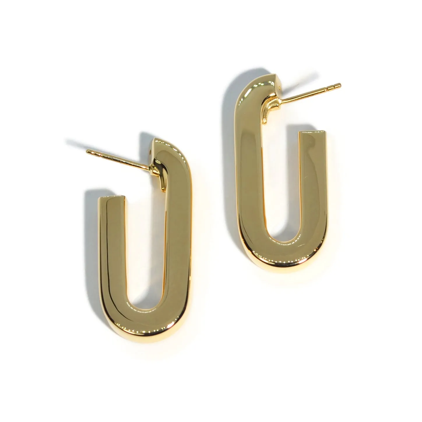 AFJ Gold Collection - Large Rectangular Paperclip Earrings, 18k Yellow Gold