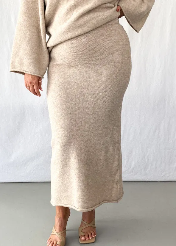 Alannah Knit Maxi Skirt - Oatmeal