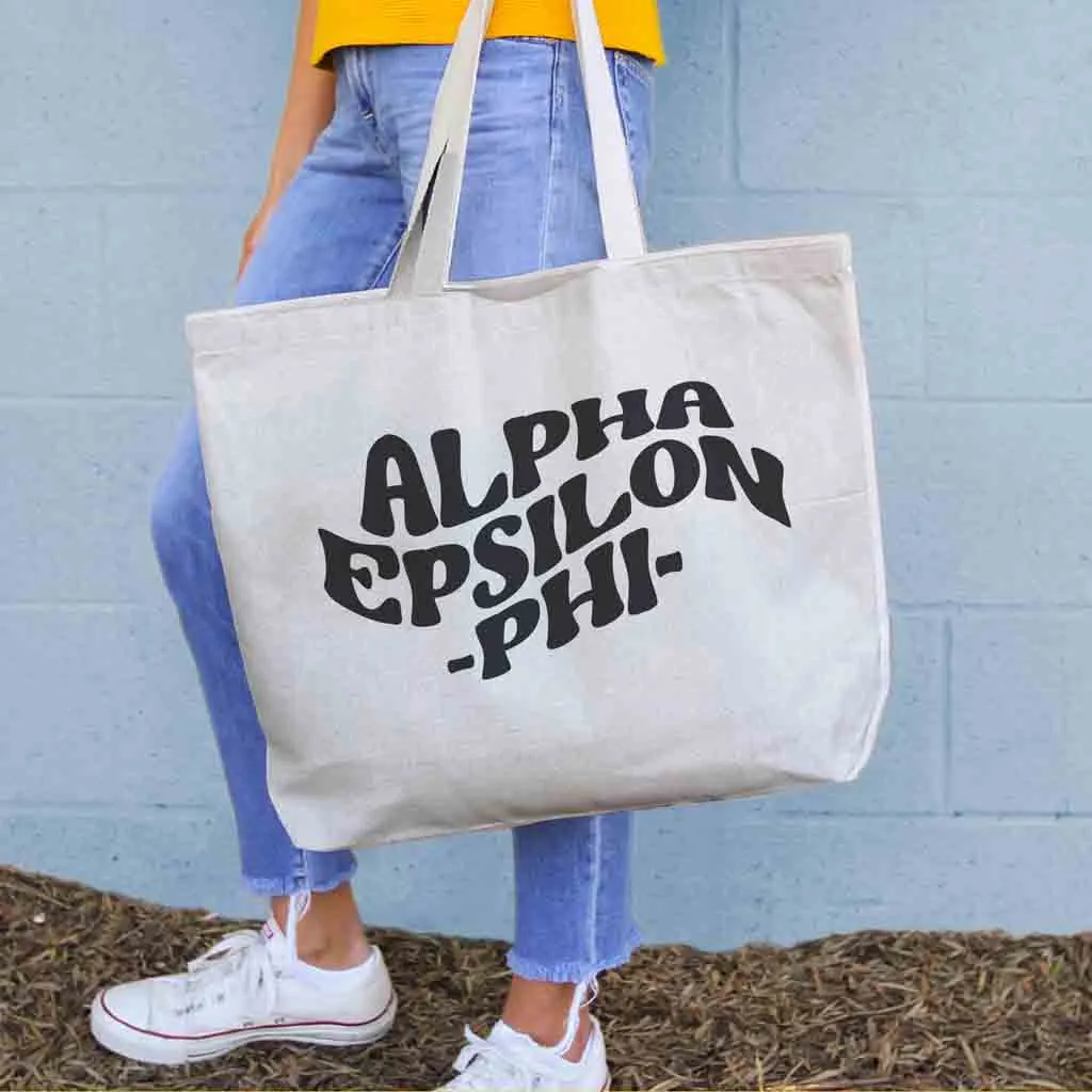 Alpha Epsilon Phi Large Canvas Sorority Tote Bag with Simple Mod Design