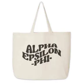 Alpha Epsilon Phi Large Canvas Sorority Tote Bag with Simple Mod Design