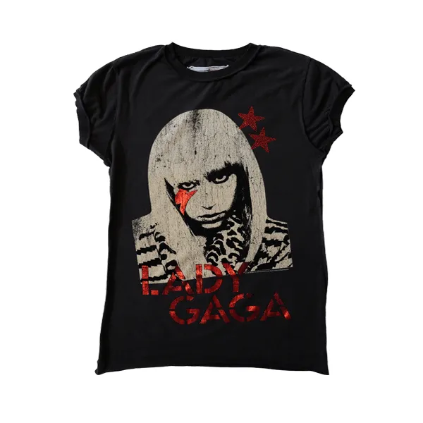 Amplified - Women's Lady Gaga Stars T-Shirt - Charcoal