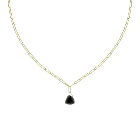 ANNE SPORTUN 14K YELLOW GOLD 18-INCH LUNA PAPERCLIP NECKLACE WITH PYRITE DROP