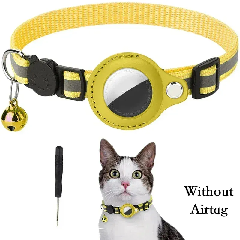 Anti-Lost Cat Collar with AirTag Holder: Durable Comfort, Reflective Safety, Bell Alert - Keep Your Cat Connected & Cozy