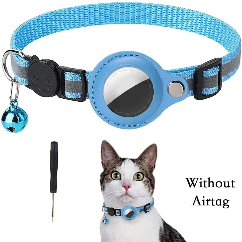 Anti-Lost Cat Collar with AirTag Holder: Durable Comfort, Reflective Safety, Bell Alert - Keep Your Cat Connected & Cozy