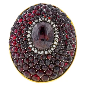 Antique Bohemian Garnet & Pearl Ring