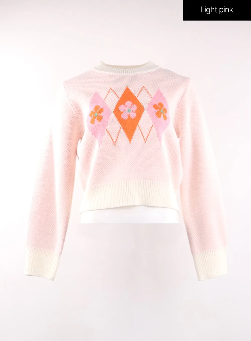 Argyle Pattern Crew Neck Sweater OF405