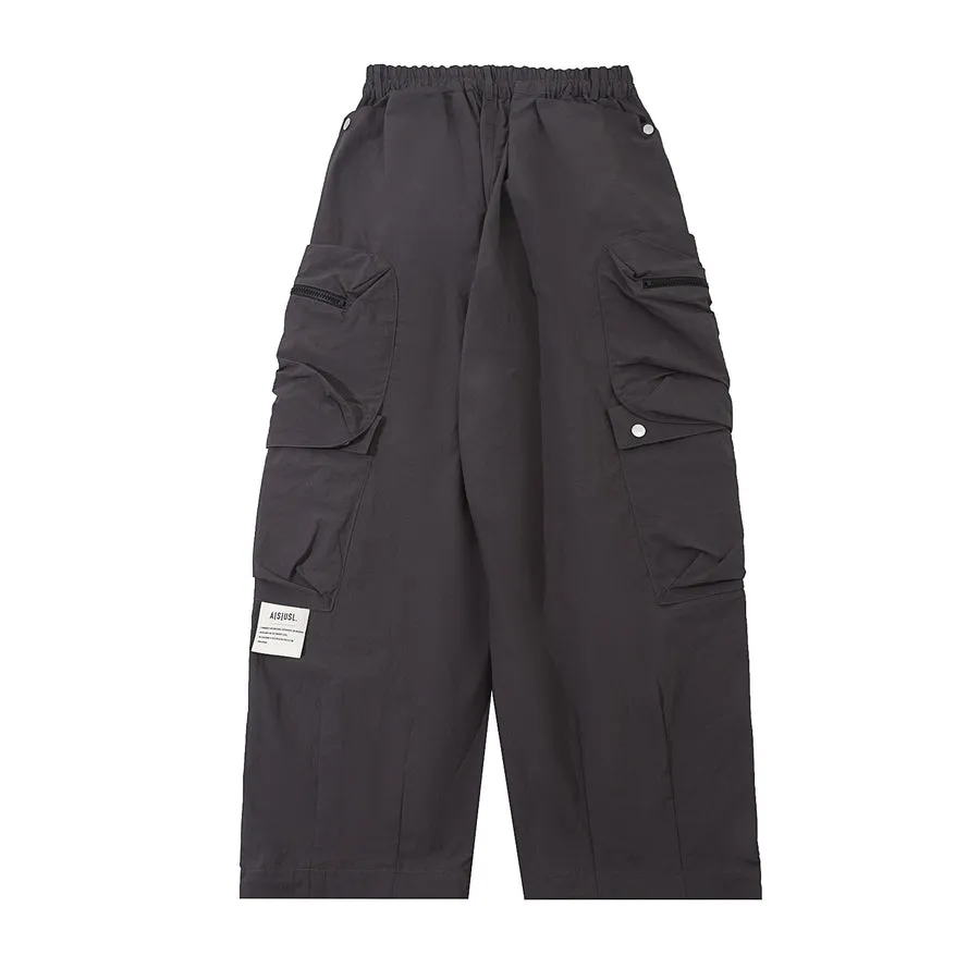 A[S]USL NYLON SQUARE POCKET PANTS-CHARCOAL