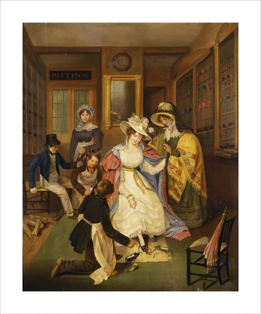 AT THE SHOEMAKERS, English c.1825 (anon) Pattison's Shoe Shop, 129 Oxford Street