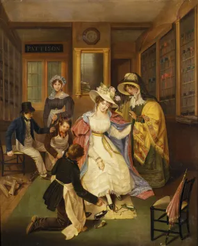 AT THE SHOEMAKERS, English c.1825 (anon) Pattison's Shoe Shop, 129 Oxford Street