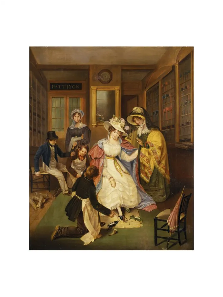 AT THE SHOEMAKERS, English c.1825 (anon) Pattison's Shoe Shop, 129 Oxford Street