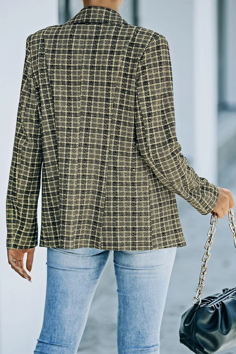 Ava Plaid Double-Breasted Long Sleeve Blazer