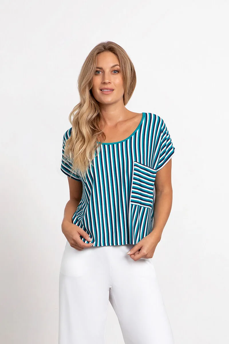 Bamboo Dolman Pocket Top | Blue Multi