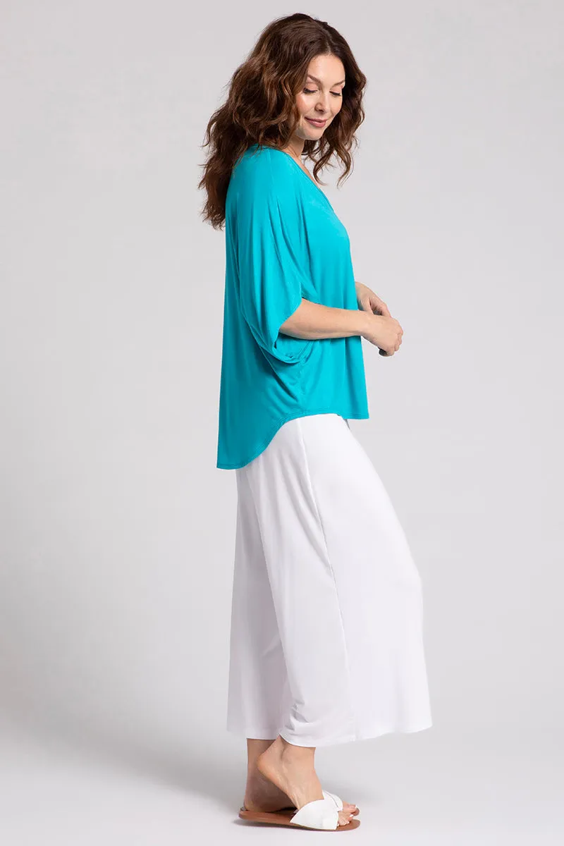 Bamboo V-Neck Dolman Top | Turquoise