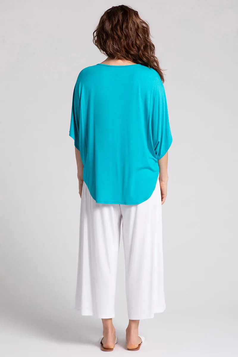 Bamboo V-Neck Dolman Top | Turquoise