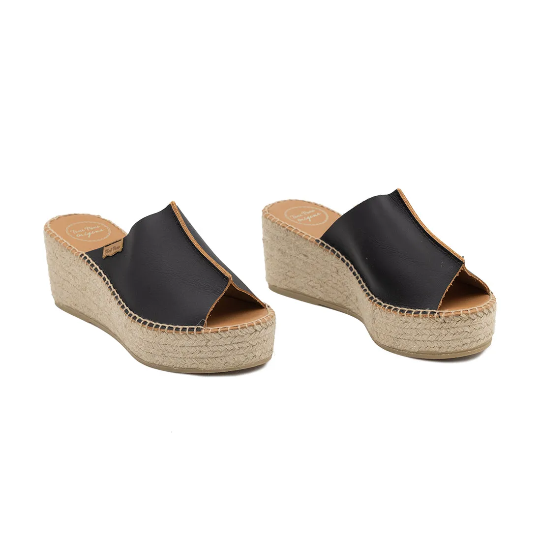 Basic Open Toe Leather Sandal Espadrille for Women - Ivonne