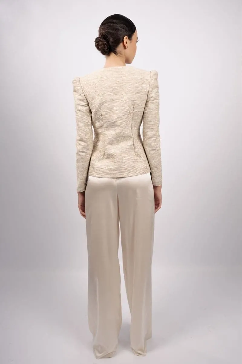 BASIL OFF-WHITE SILK PANTS