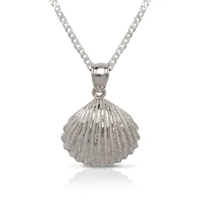 Better Jewelry NEW! .925 Sterling Silver Seashell Pendant w. Cuban Chain Set