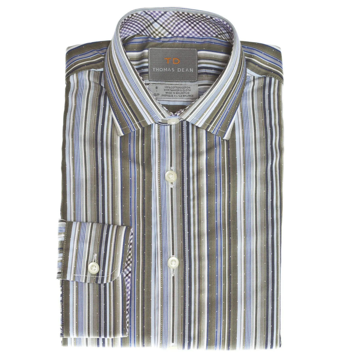 Big Boys Green Multi Stripe Button Down Shirt