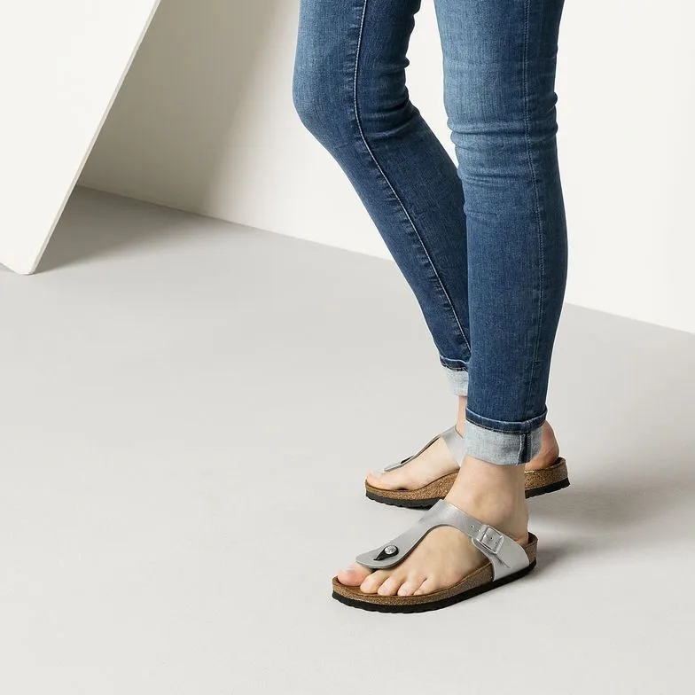 Birkenstock Gizeh Birko-Flor Silver Sandals