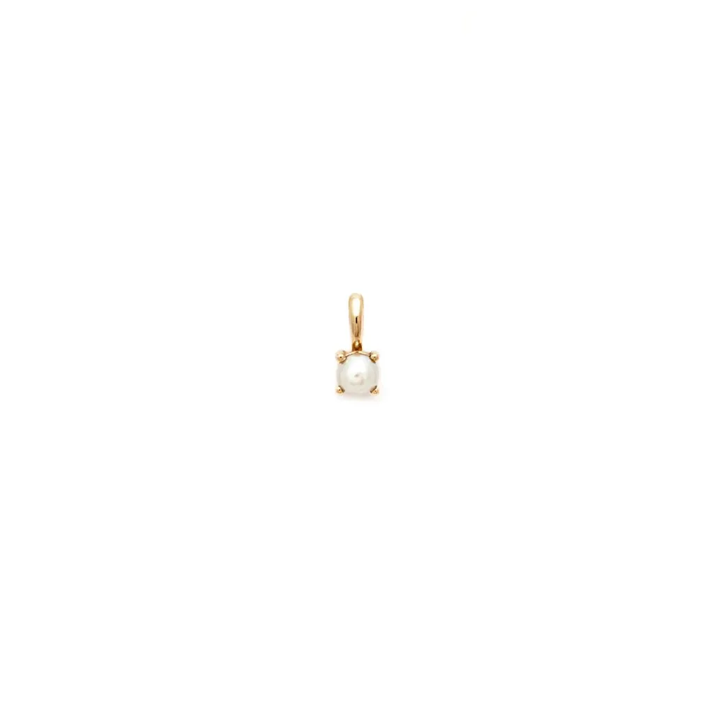 Birthstone Charm | Gold & Pearl