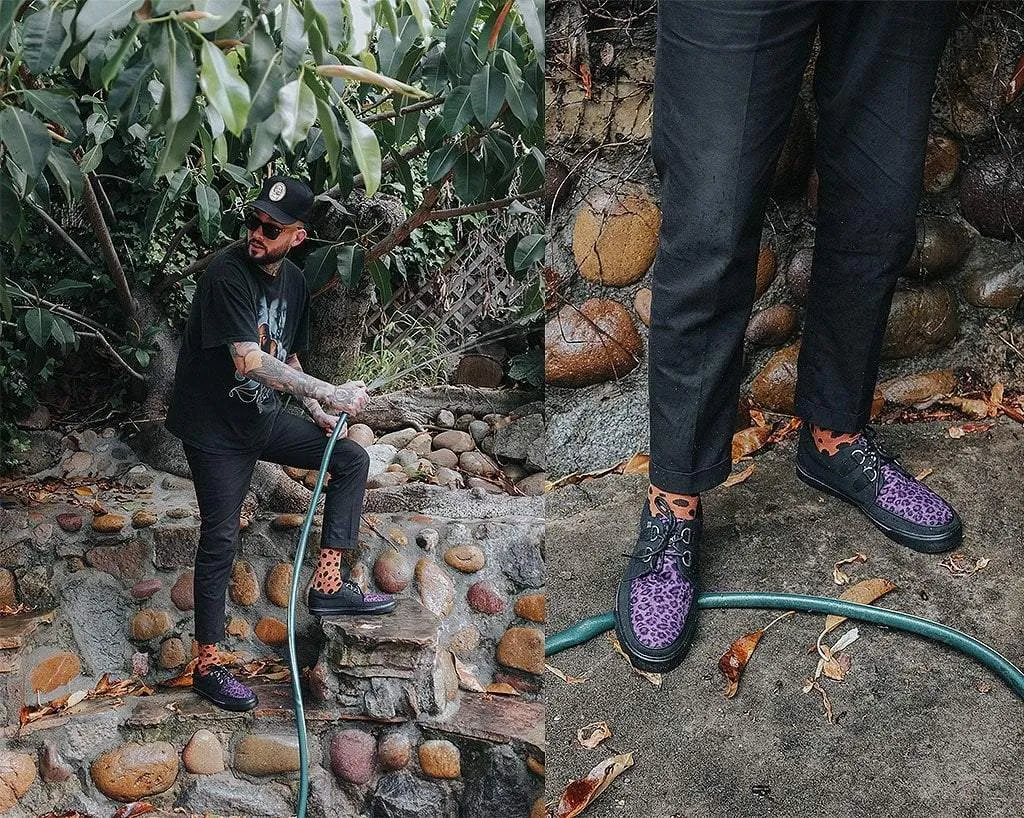 Black & Purple Leopard D-Ring Sneaker