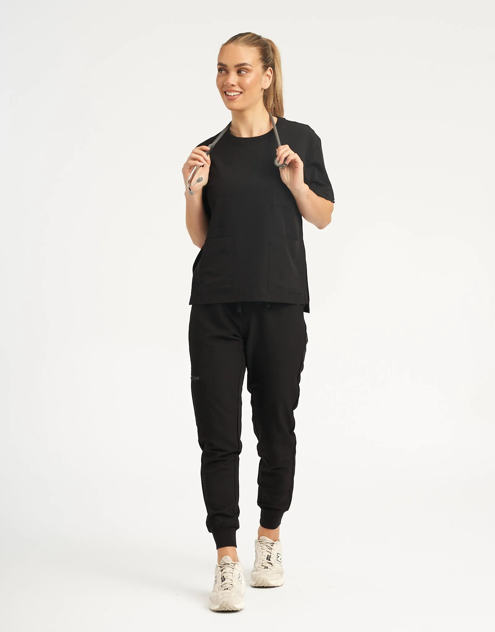 Black Crewneck and Scrub Jogger Set