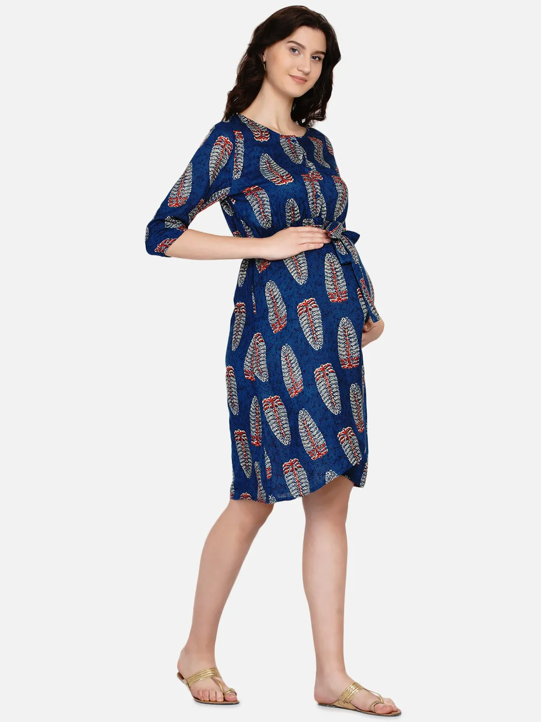 Blue Floral Maternity and Nursing Dress