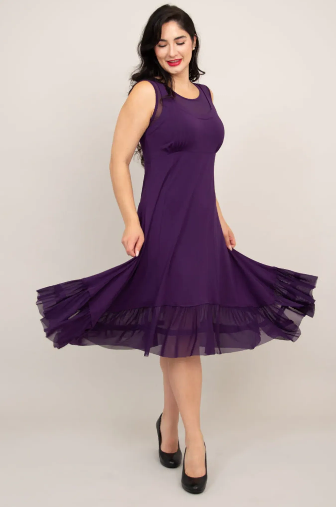 Blue Sky Danube dress, ruffled edge solid (3 colors)