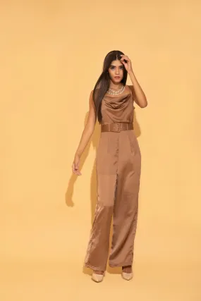 Brown Cowl Jumpsuit