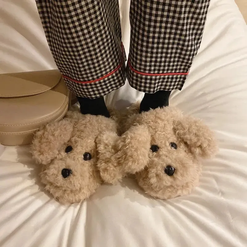 Brown Puppy Dog Slippers for Winter Lin78