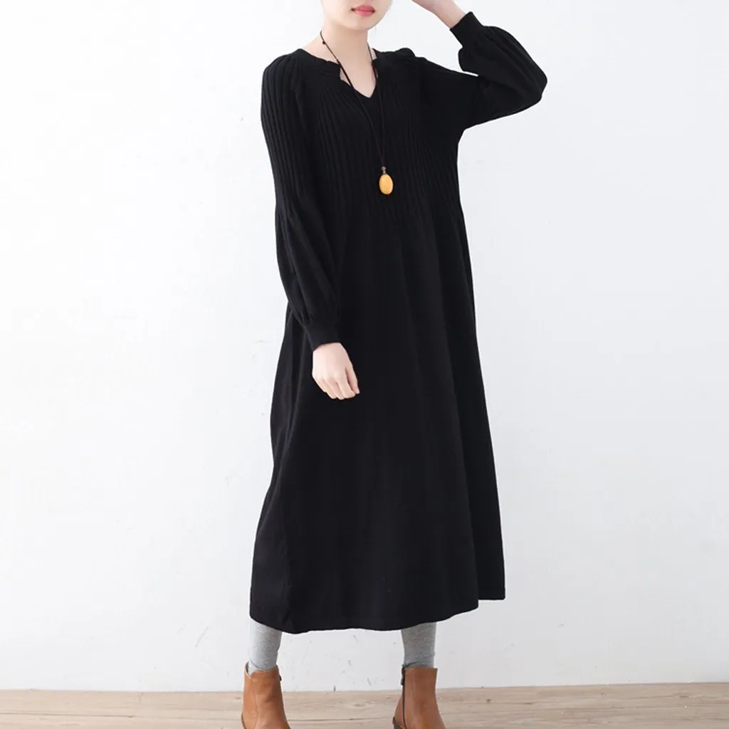 Bubble Sleeve Knitted Sweater Dress