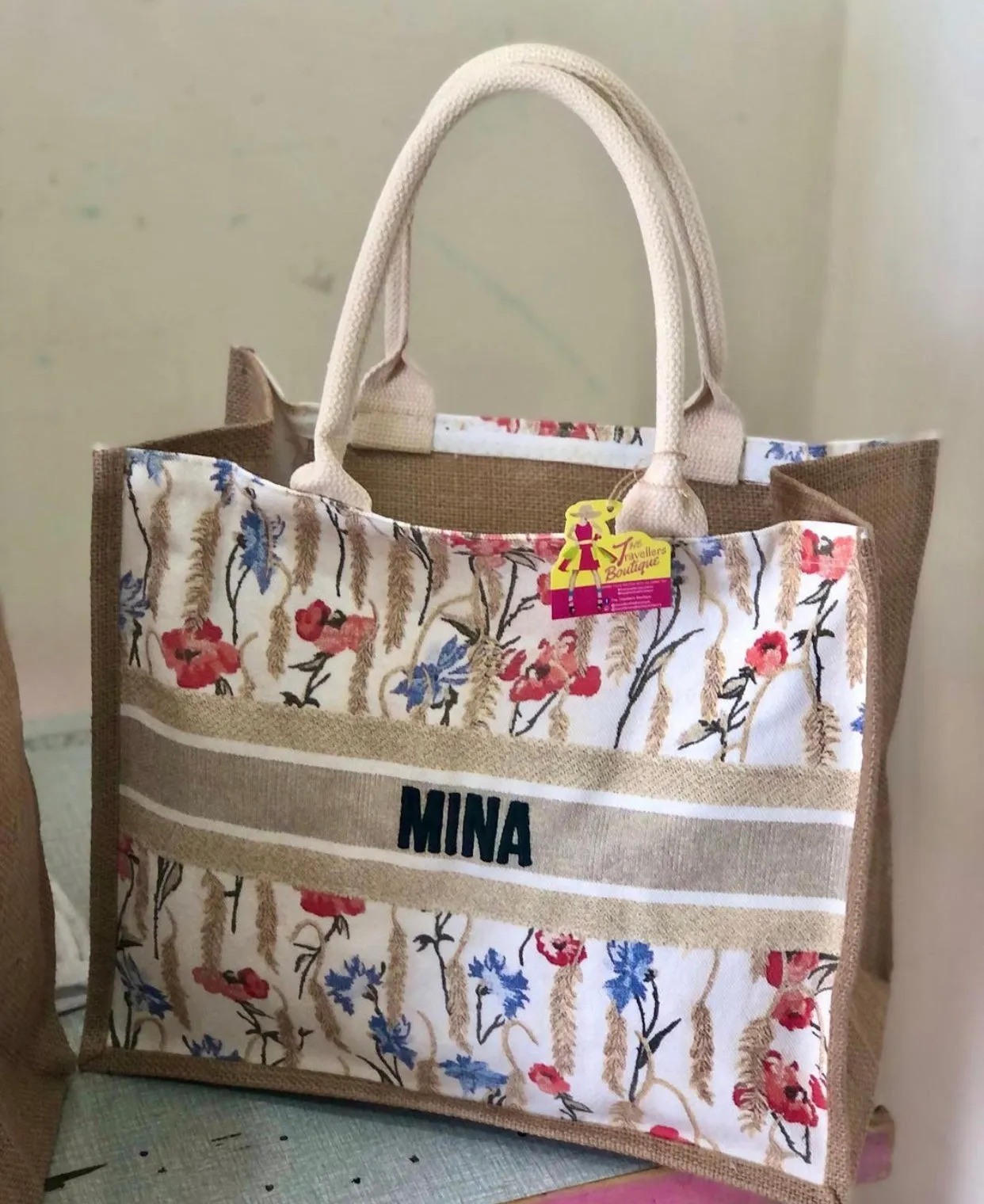 Burlap Book Tote