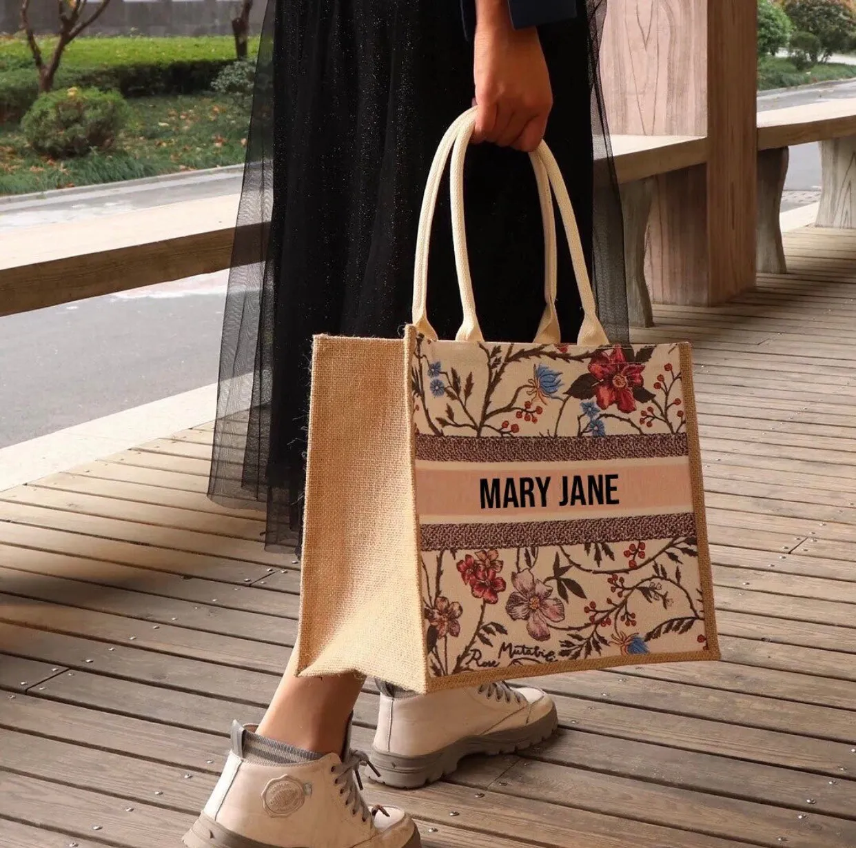 Burlap Book Tote