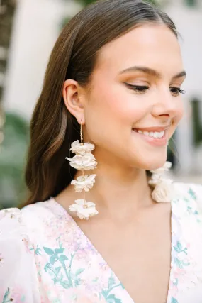 Call It Like You See It White Floral Earrings