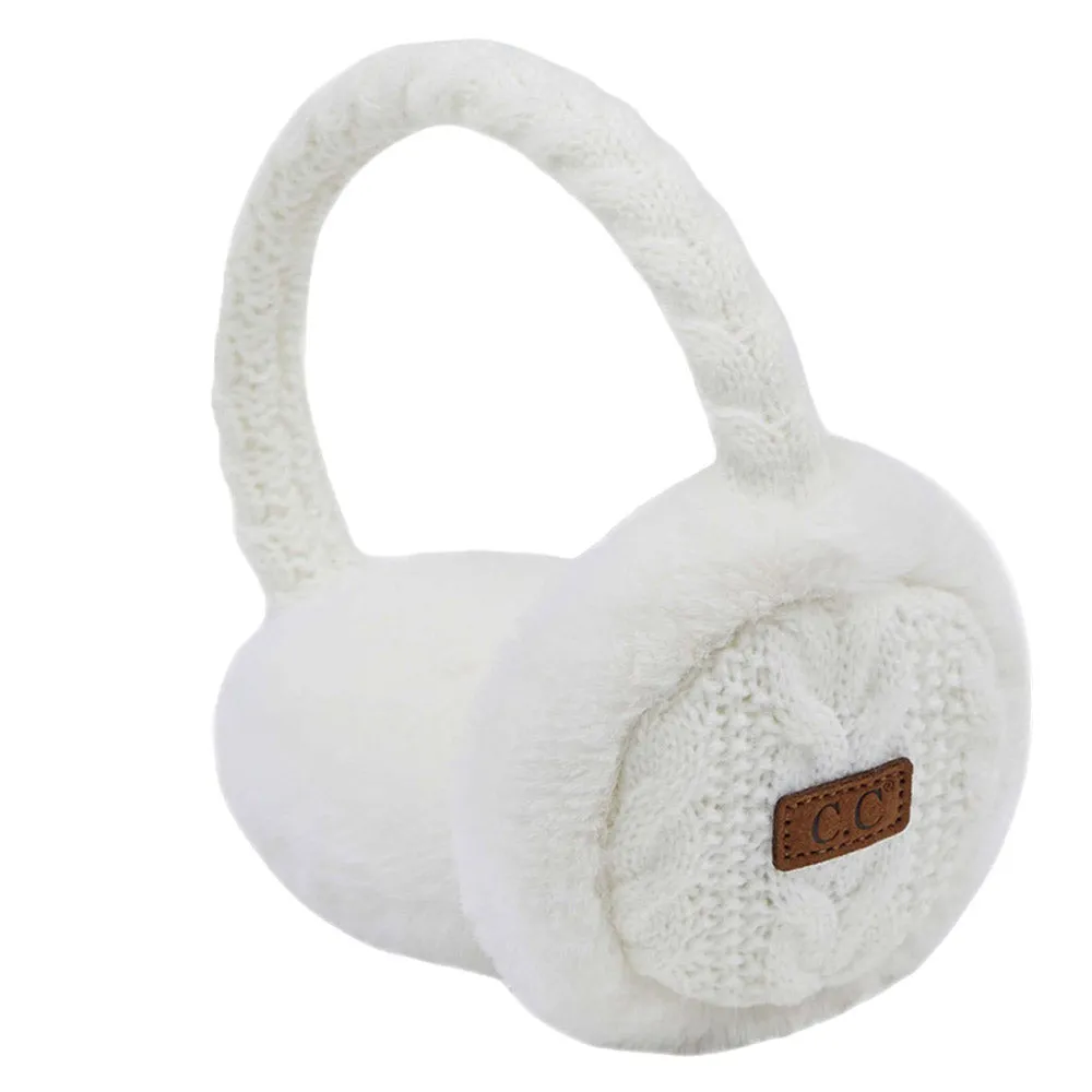 C.C Cable Knit Faux Fur Earmuff