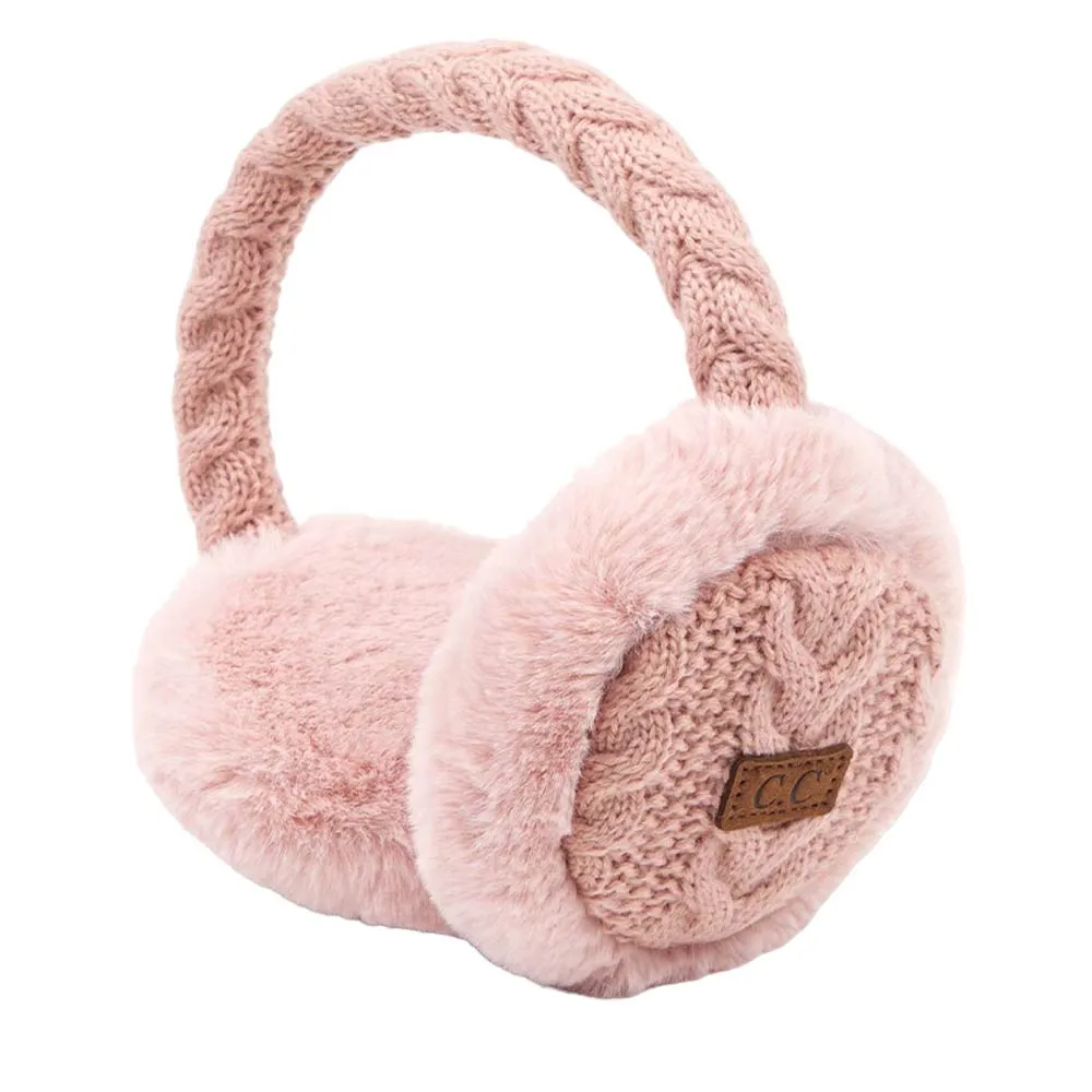 C.C Cable Knit Faux Fur Earmuff