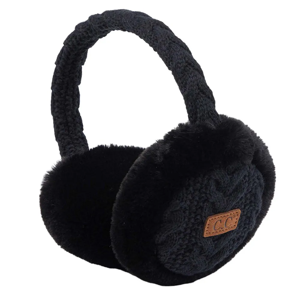 C.C Cable Knit Faux Fur Earmuff